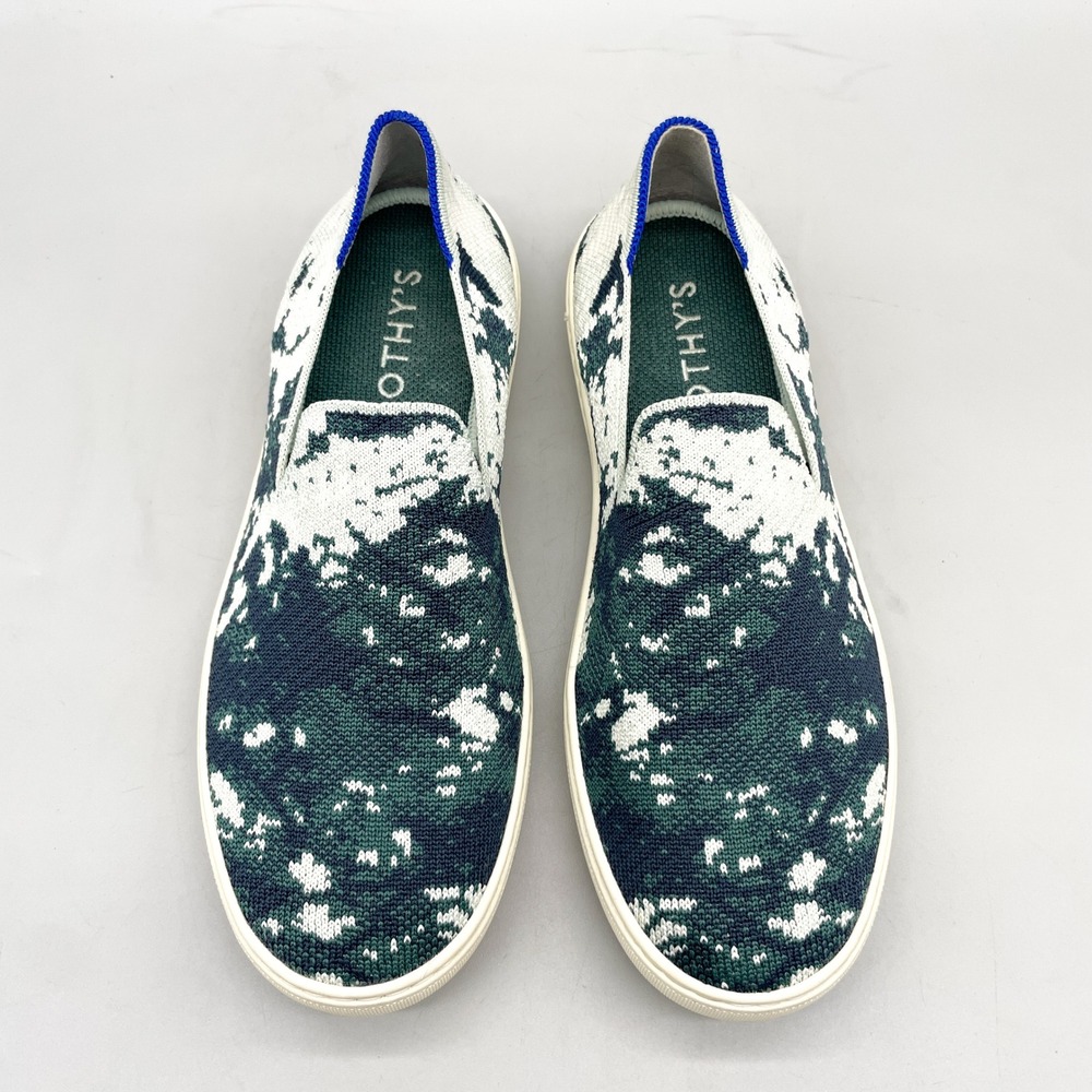 Rothys Womens 9 Sea Green Shibori Original Slip On Sneaker Knit Casual Preppy